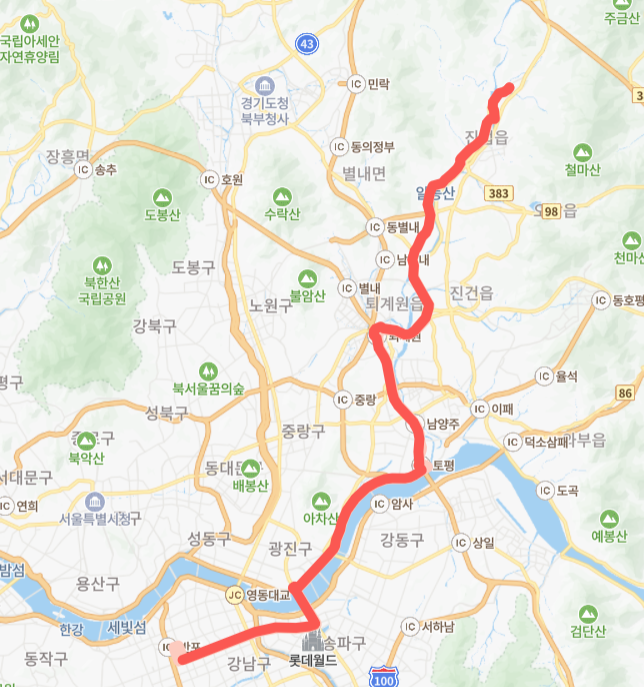 구리-남양주-서울-7007번-버스-노선-지도