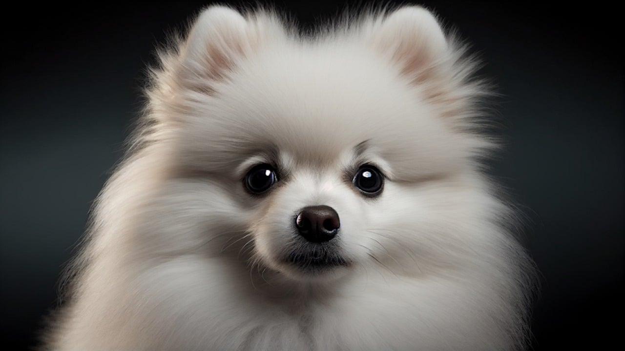 흰 포메라니안 정면 사진