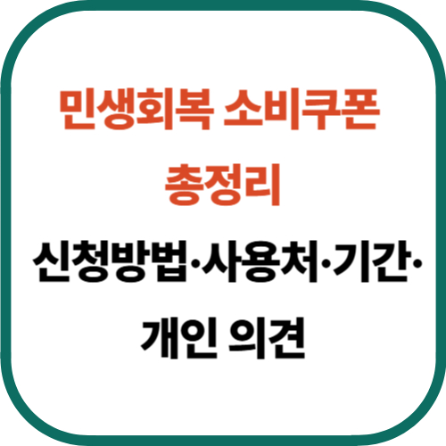 민생회복 소비쿠폰 총정리: 신청방법·사용처·기간·개인 의견