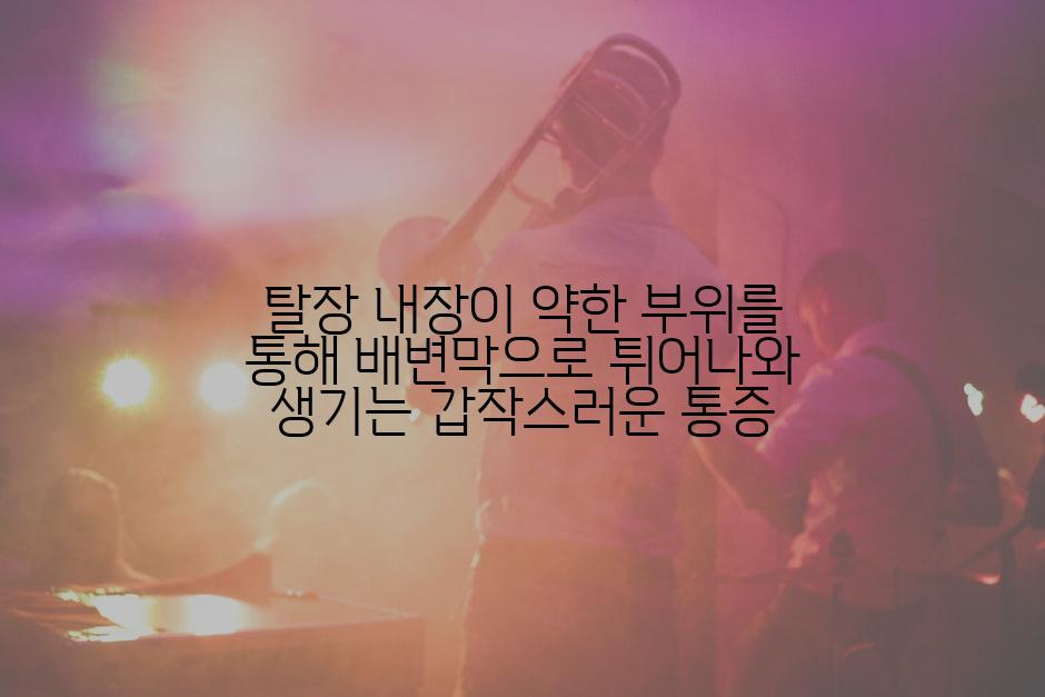 탈장 내장이 약한 부위를 통해 배변막으로 튀어나와 생기는 갑작스러운 통증