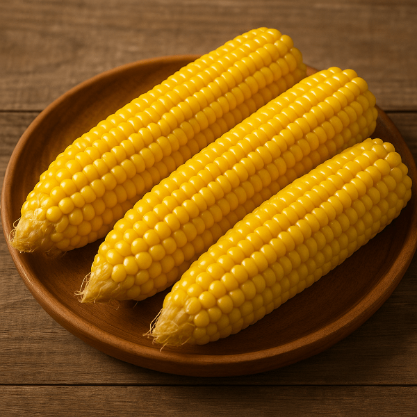 나무그릇 위의 찐 초당옥수수