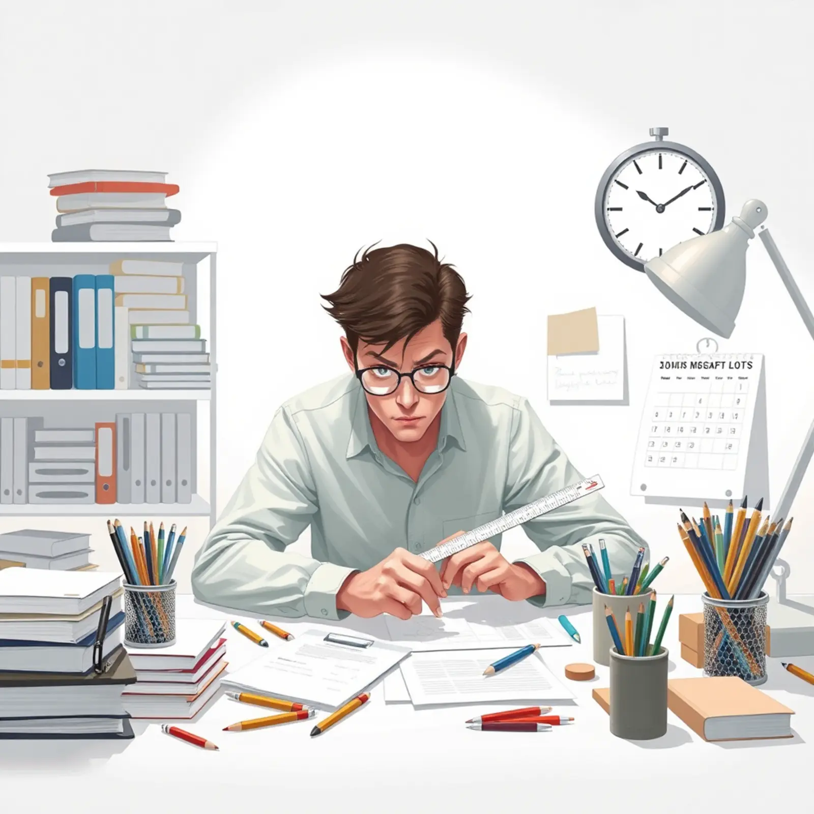 man sitting at desk