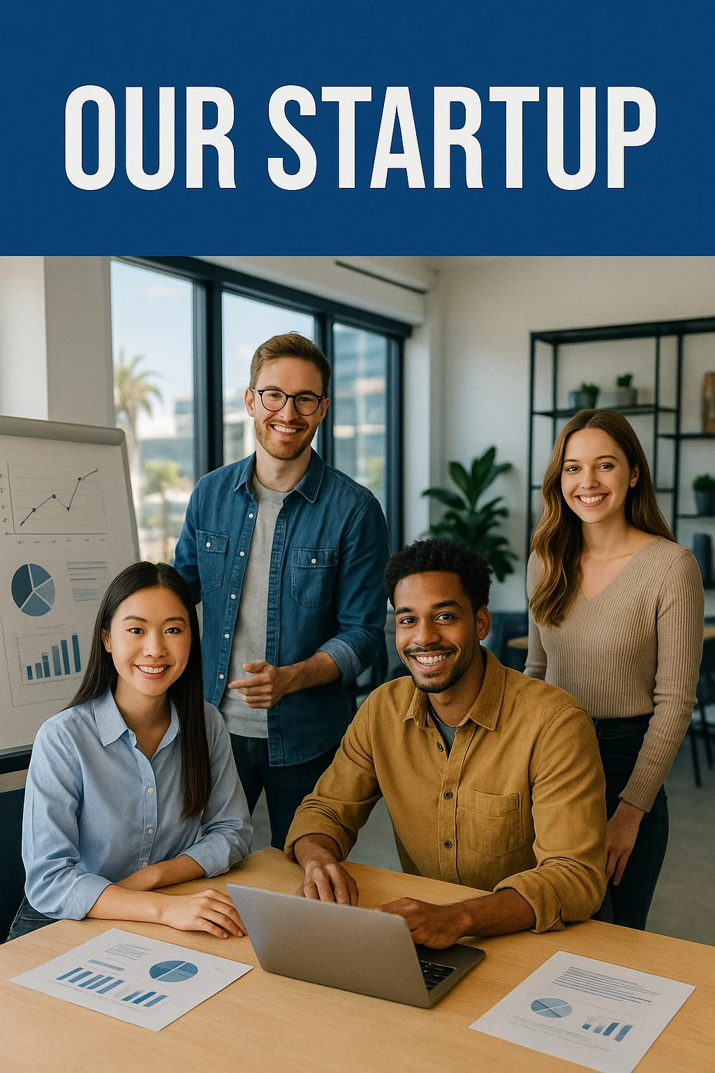 스타트업 소개자료에 어울리는 프레젠테이션 스타일 배경, 실리콘밸리 분위기, 젊은 직장인들