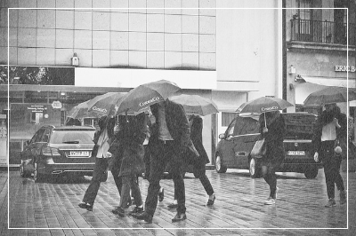 우산-쓴-행인들