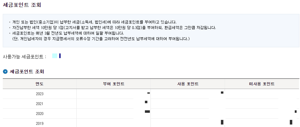 세금포인트 사용방법