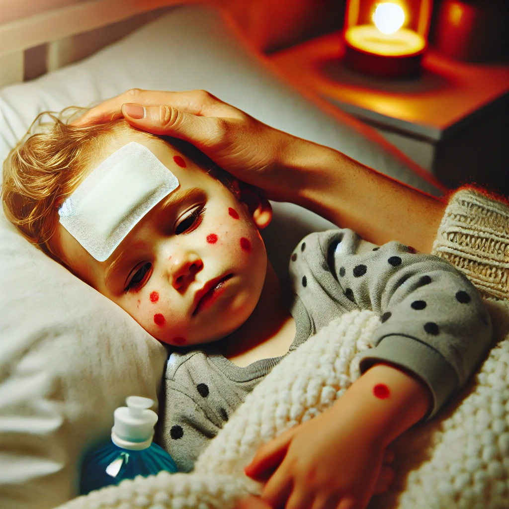 홍역으로 열 나는 아이