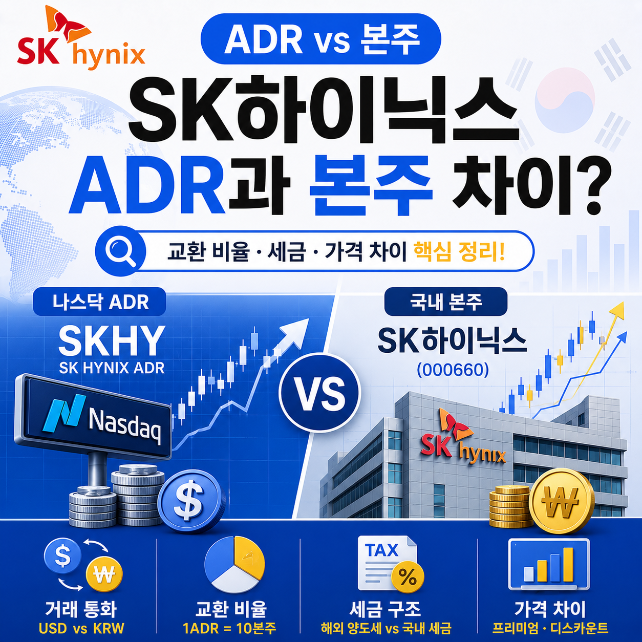 SK하이닉스 ADR과 국내 본주 가격 차이를 나타낸 그래프 이미지