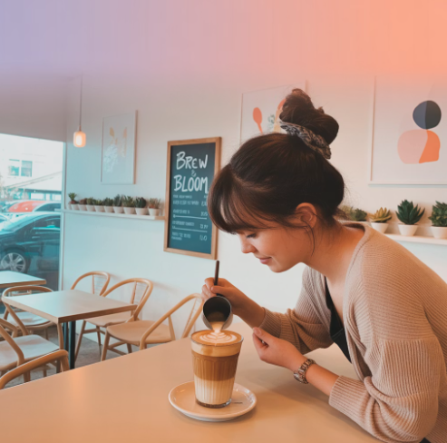 천씨씨커피란 무엇인가? 섹션 커피매장 주인이 커피를 내리고 있는 이미지