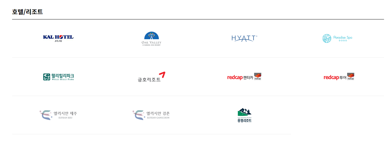 에스오일(S-OIL) 상품권 사용처 - 호텔/리조트