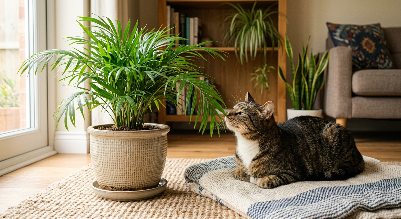 고양이가 안전하게 냄새를 맡고 휴식할 수 있는 실내 공기정화 식물 아레카야자와 반려묘