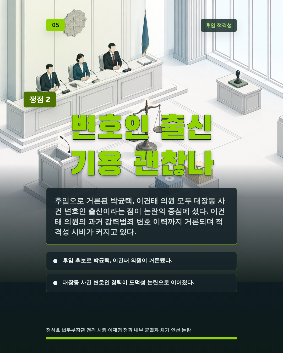 변호인 출신 기용 괜찮나
