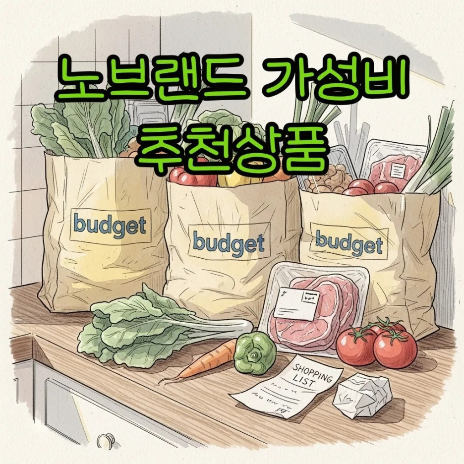 노란색 쇼핑백에 가득 담긴 신선한 가공식품과 채소들