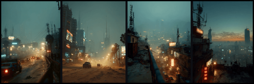 desertified post-apocalyptic cityscape 세계관 실전 예시 이미지_Midjourney