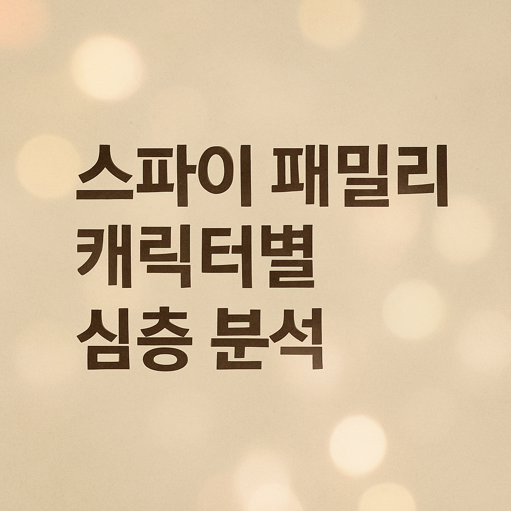 스파이 패밀리 캐릭터별 심층 분석