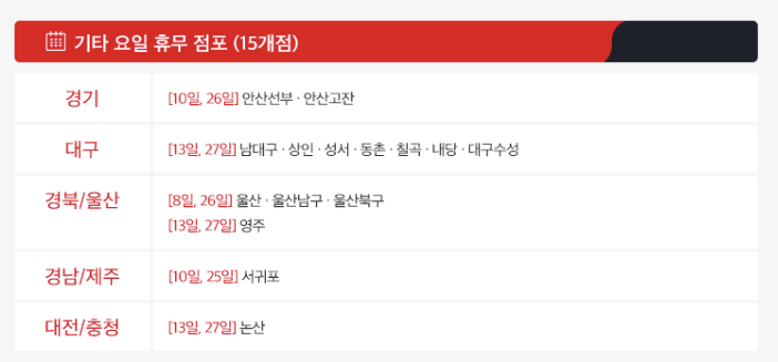 3월 홈플러스 휴무일