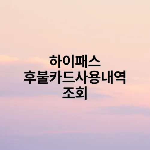 하이패스 후불카드사용내역 조회