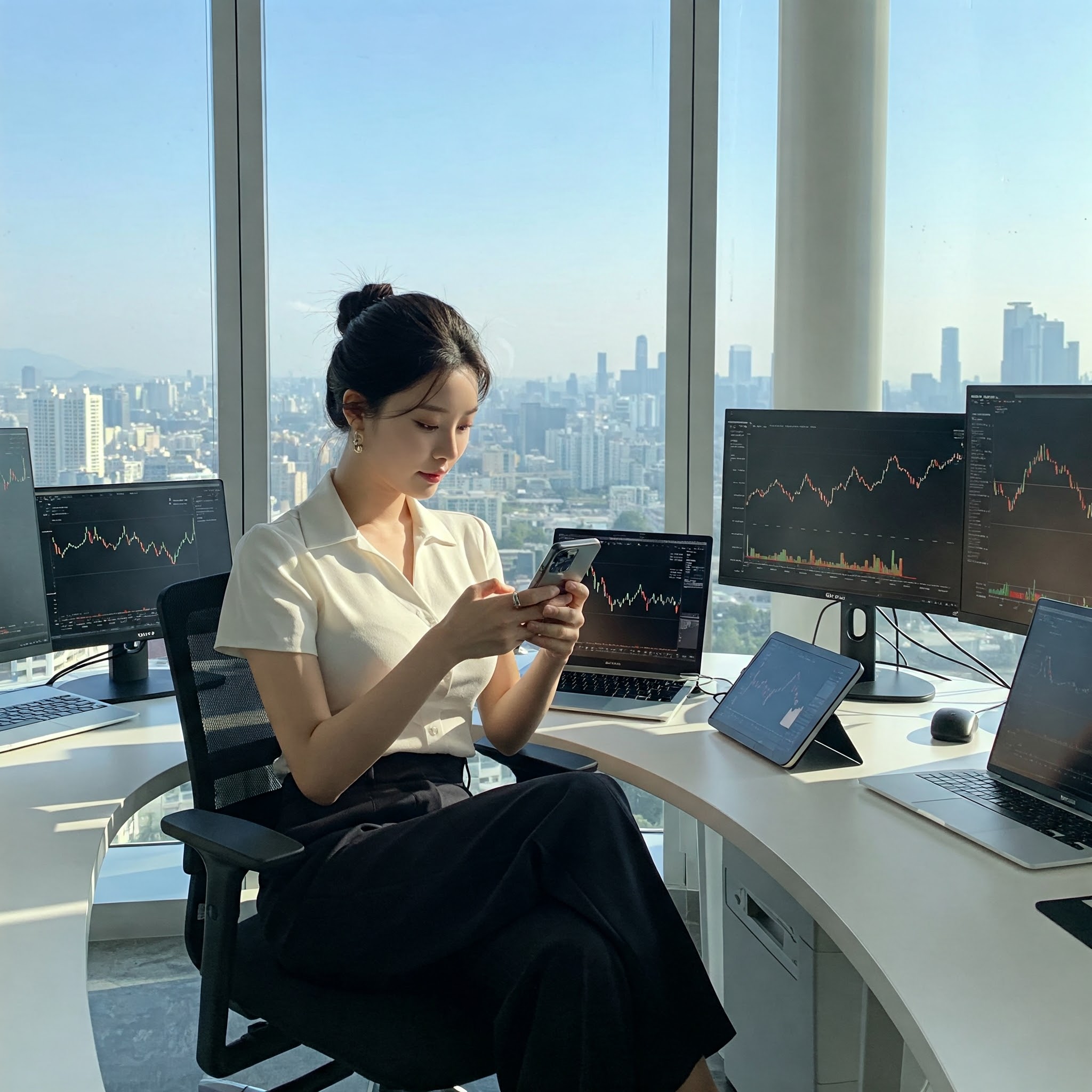 주식 코인하는 한국 여성