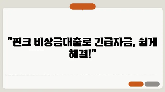 핀크 비상금대출 신청방법 및 금리, 조건