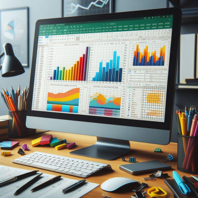 다채로운 색상의 그래프와 차트들이 표시된 데이터 분석 작업 화면입니다.