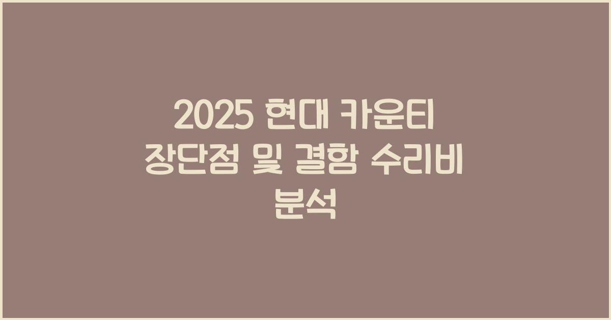 2025 현대 카운티 장단점 결함 수리비