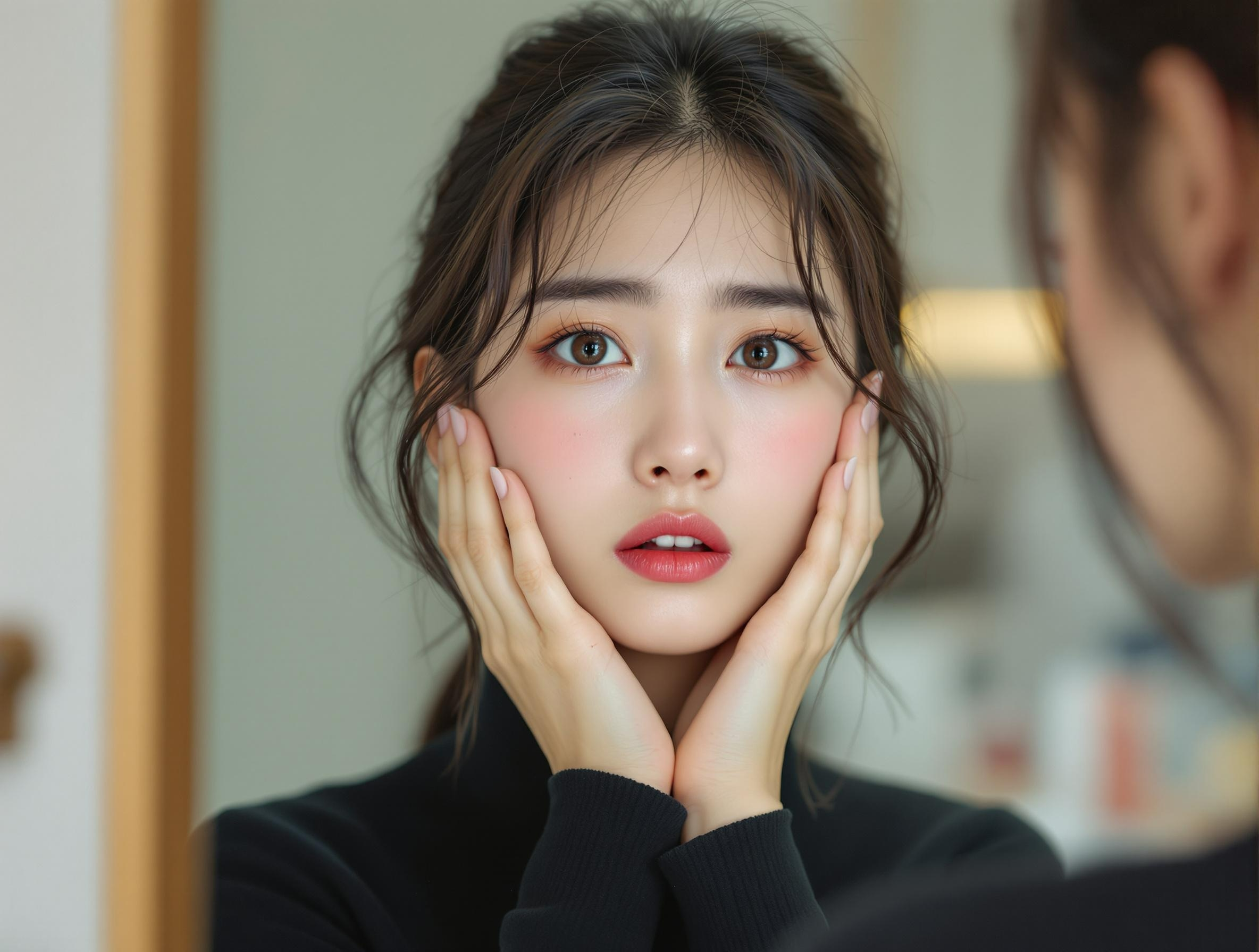 민감성 피부로 고민하는 여성