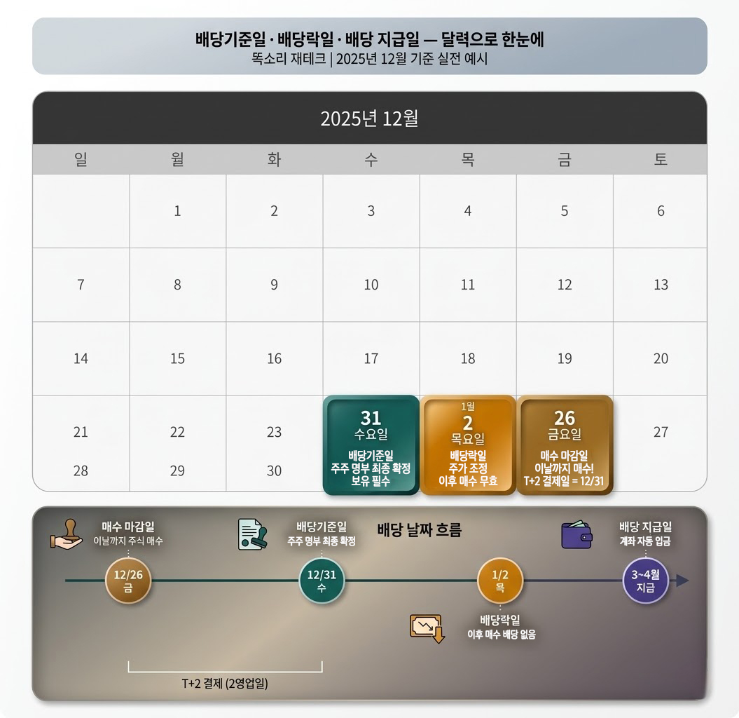 배당기준일 배당락일 배당 지급일 일정 타임라인 설명 이미지