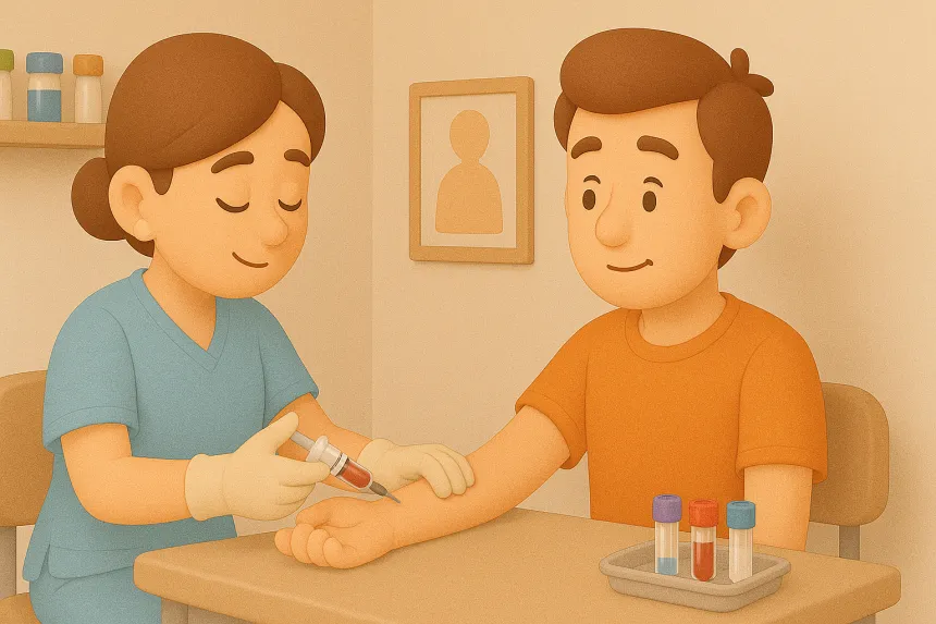 혈액검사하는 남자