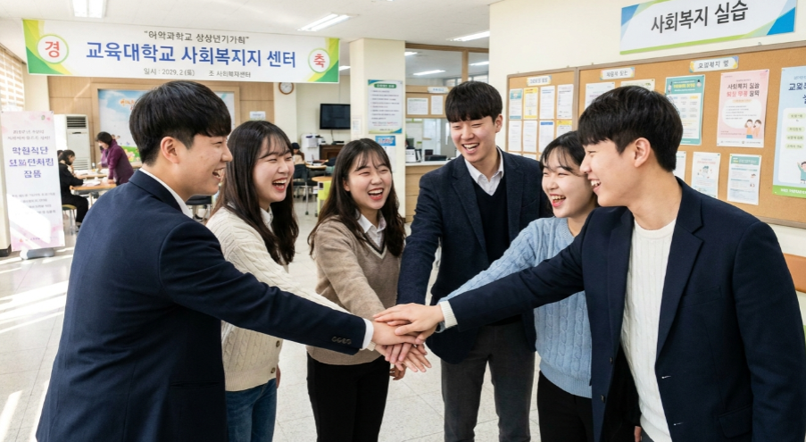 실습 현장에서 동료들과 함께 화이팅