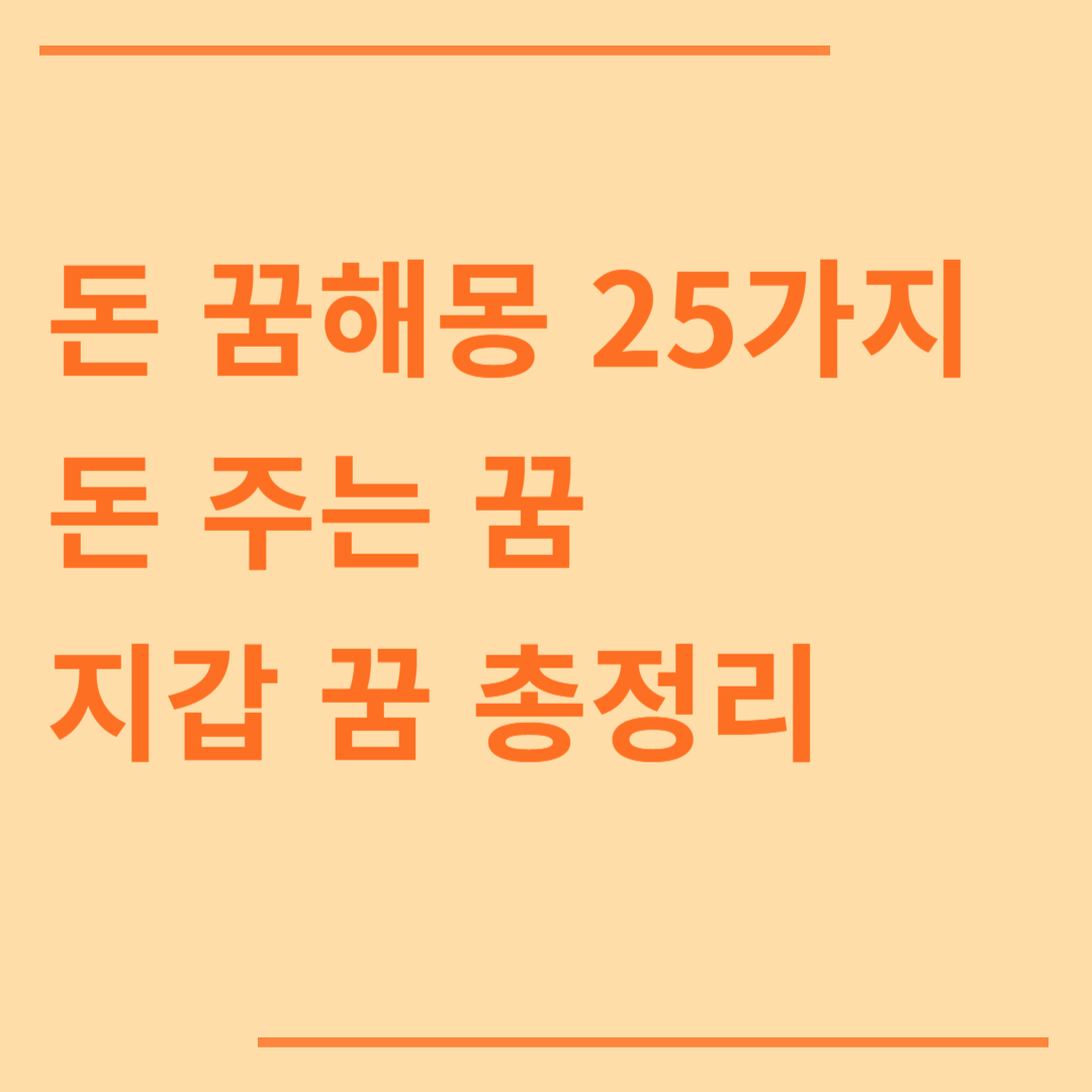 돈 꿈해몽 25가지 돈 주는 꿈 지갑 꿈 총정리