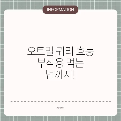 오트밀 귀리 효능 부작용 먹는 법까지!