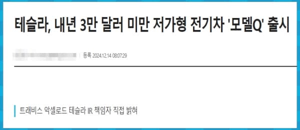 테슬라 모델 Q 뉴스 2