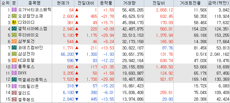 거래량-상위-종목-리스트-캡처-이미지