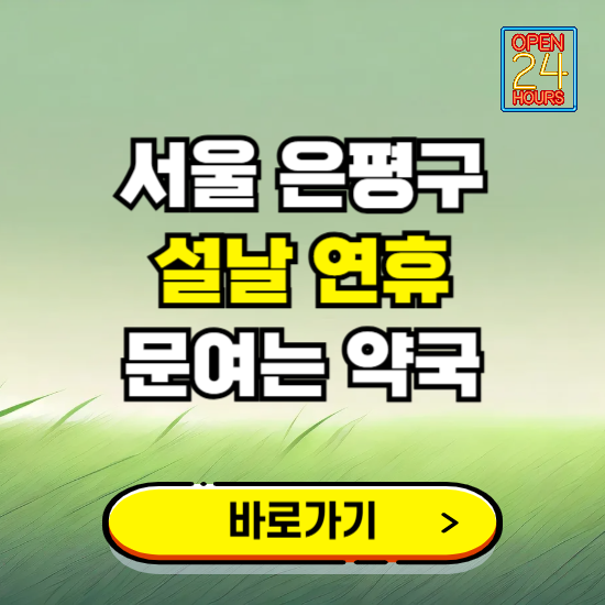 서울 은평구 설날 연휴 문여는 약국 ❘ 24시 비상 당직 일요일 밤에 문여는 곳