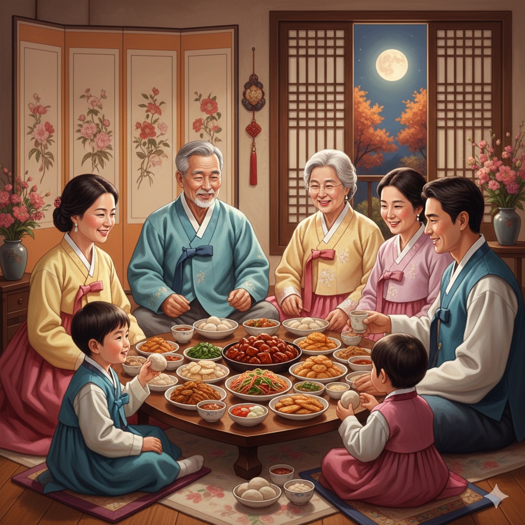 추석 명절 가족 식사 이미지