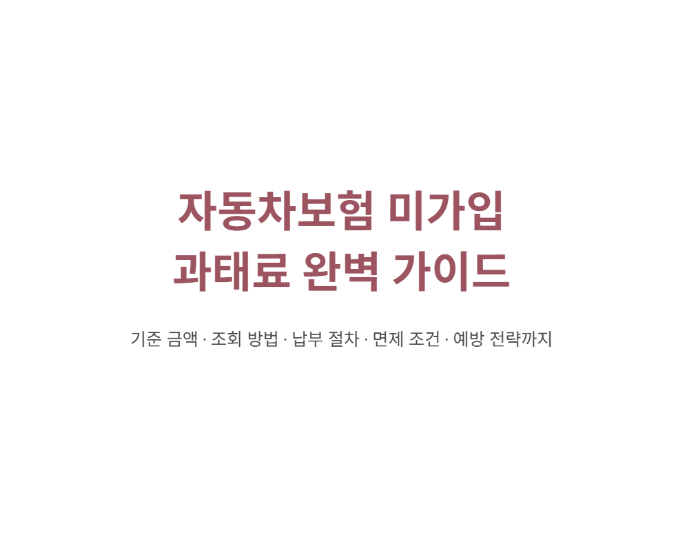 자동차보험 미가입 과태료 완벽 가이드