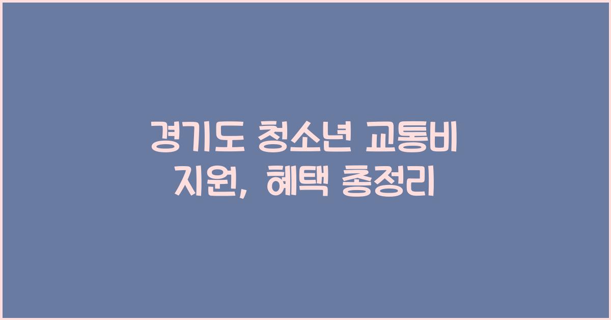 경기도 청소년 교통비 지원