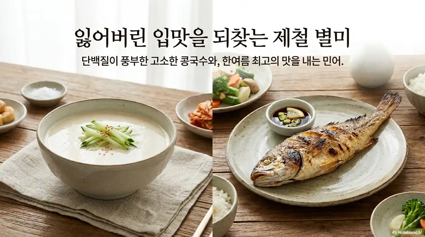 대서 제철 음식 콩국수와 민어 구이 이미지