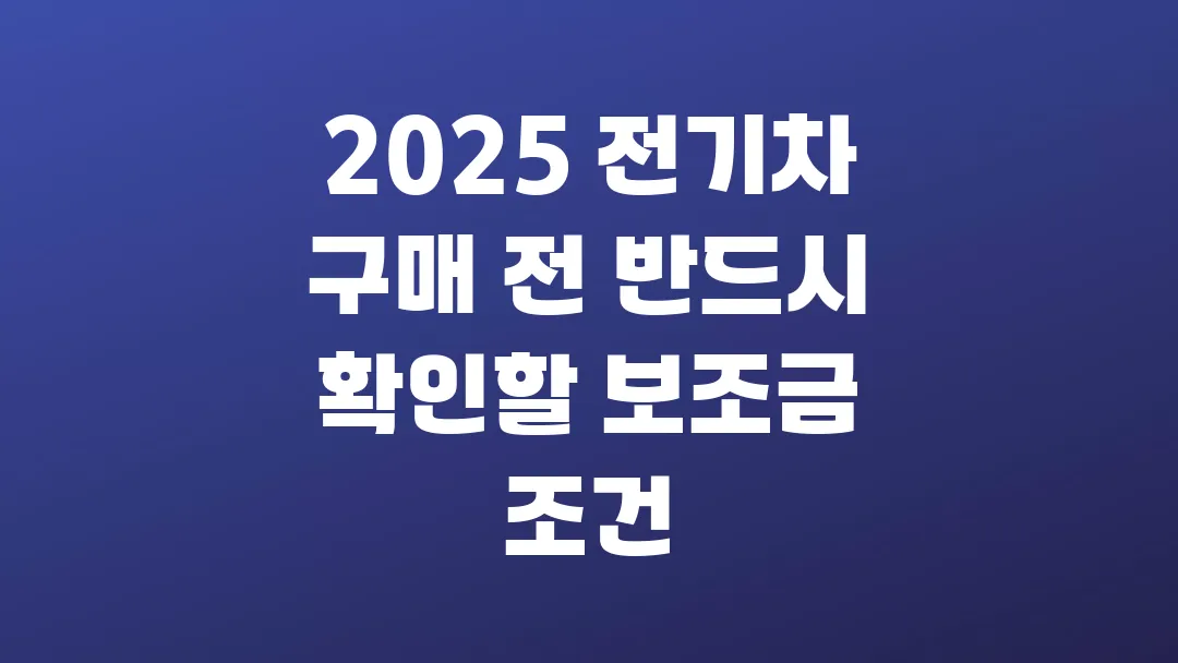 2025 전기차 구매 전 반드시 확인할 보조금 조건
