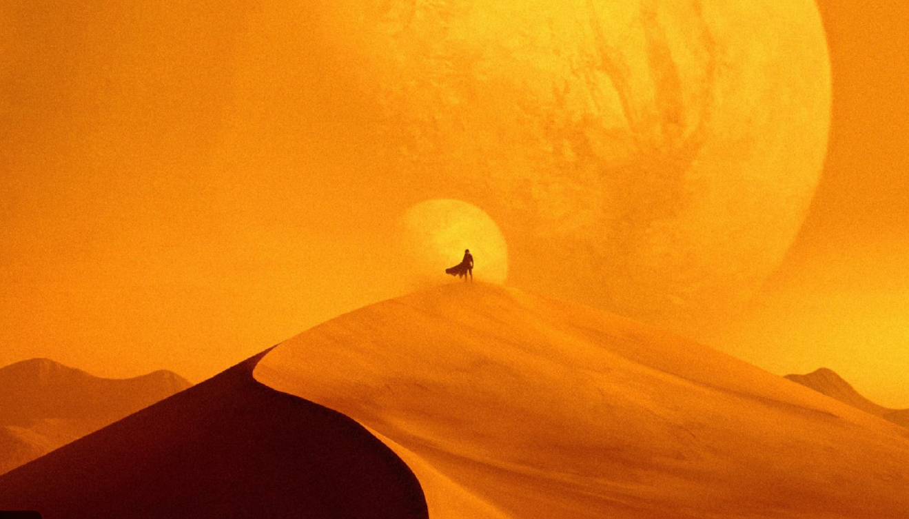 듄 파트1 영화에서 사막 행성 아라키스를 묘사한 장면 이미지