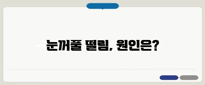 눈꺼풀 떨림현상 원인 피로와 마그네슘 부족일 수 있어요