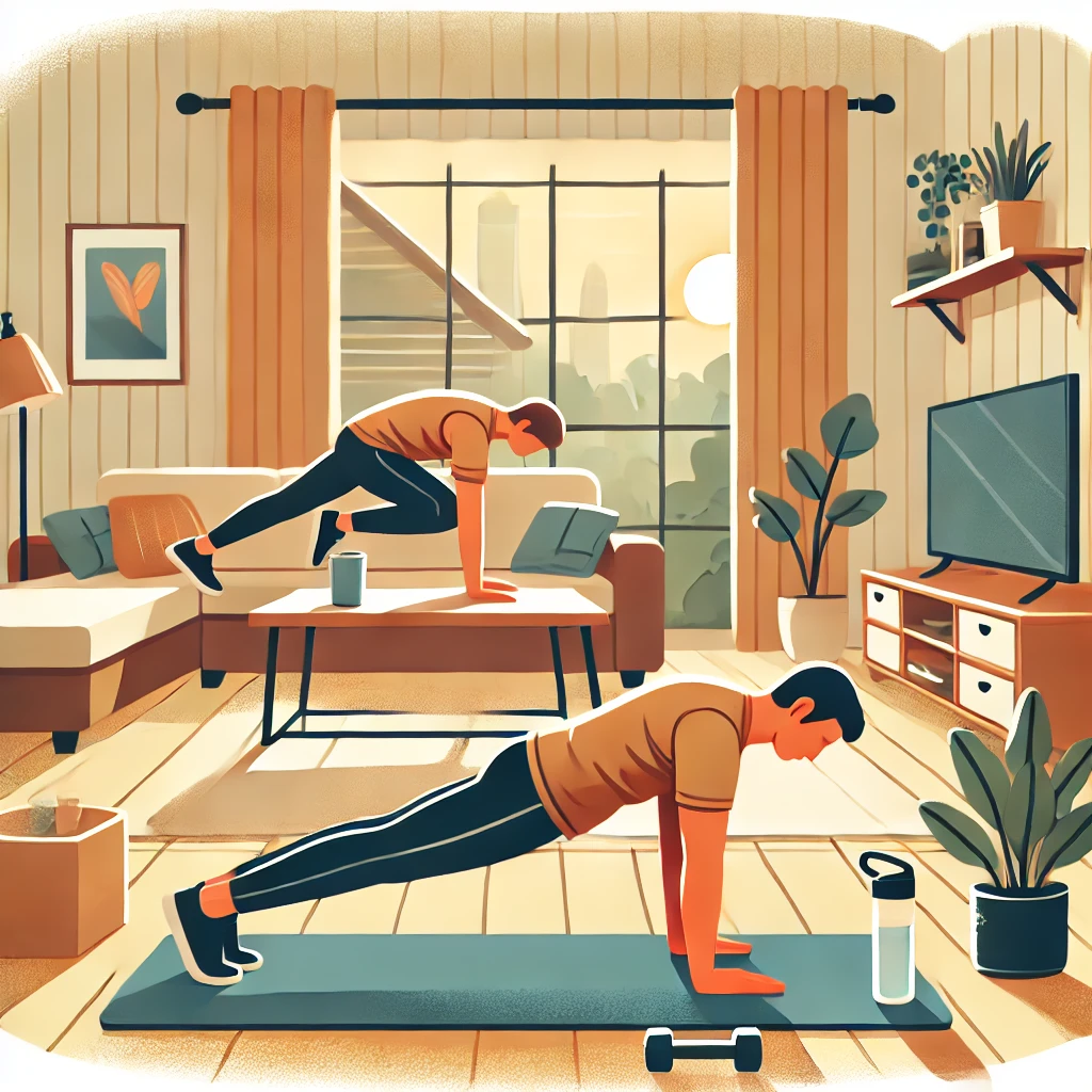 맨몸 운동을 하는 모습을 담은 그림