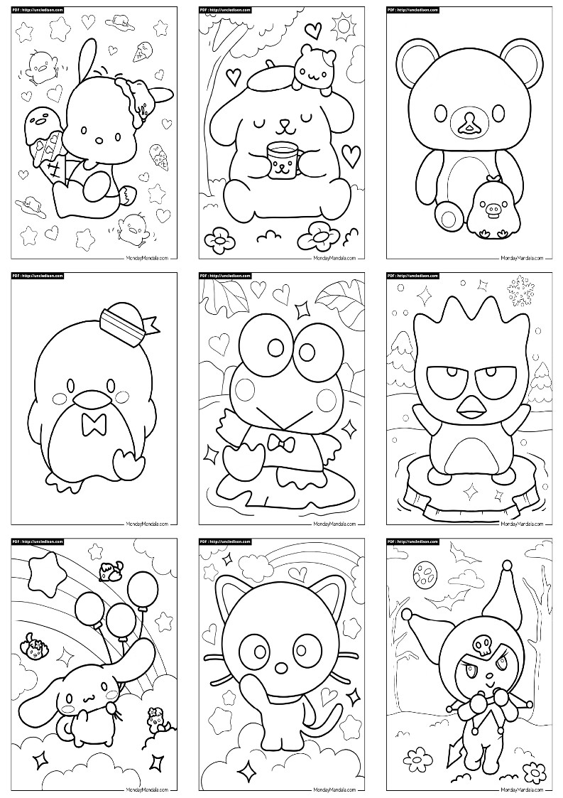 산리오 색칠공부 도안모음 시나모롤 폼폼푸린 마이멜로디 쿠로미