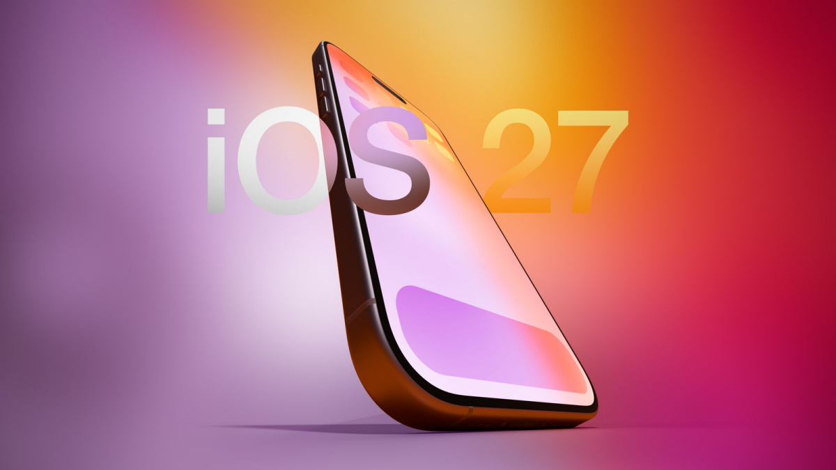 iOS 27 새로운 디자인과 AI 기능을 보여주는 아이폰 이미지