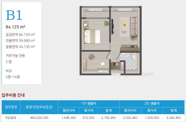 서울시니어스 고양타워 타입별 방구조 (은퇴설계자들)