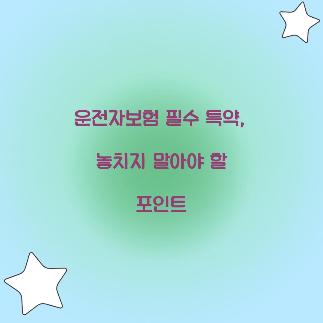 운전자보험 필수 특약