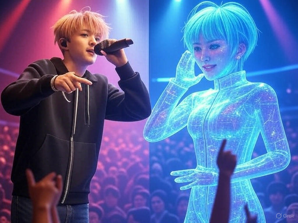 리얼 가수와 가상 가수 배경 이미지