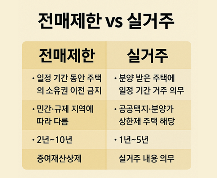 전매제한 과 실거주 요약 정리