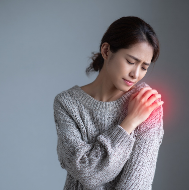 어꺠통증으로 고통받는 여성