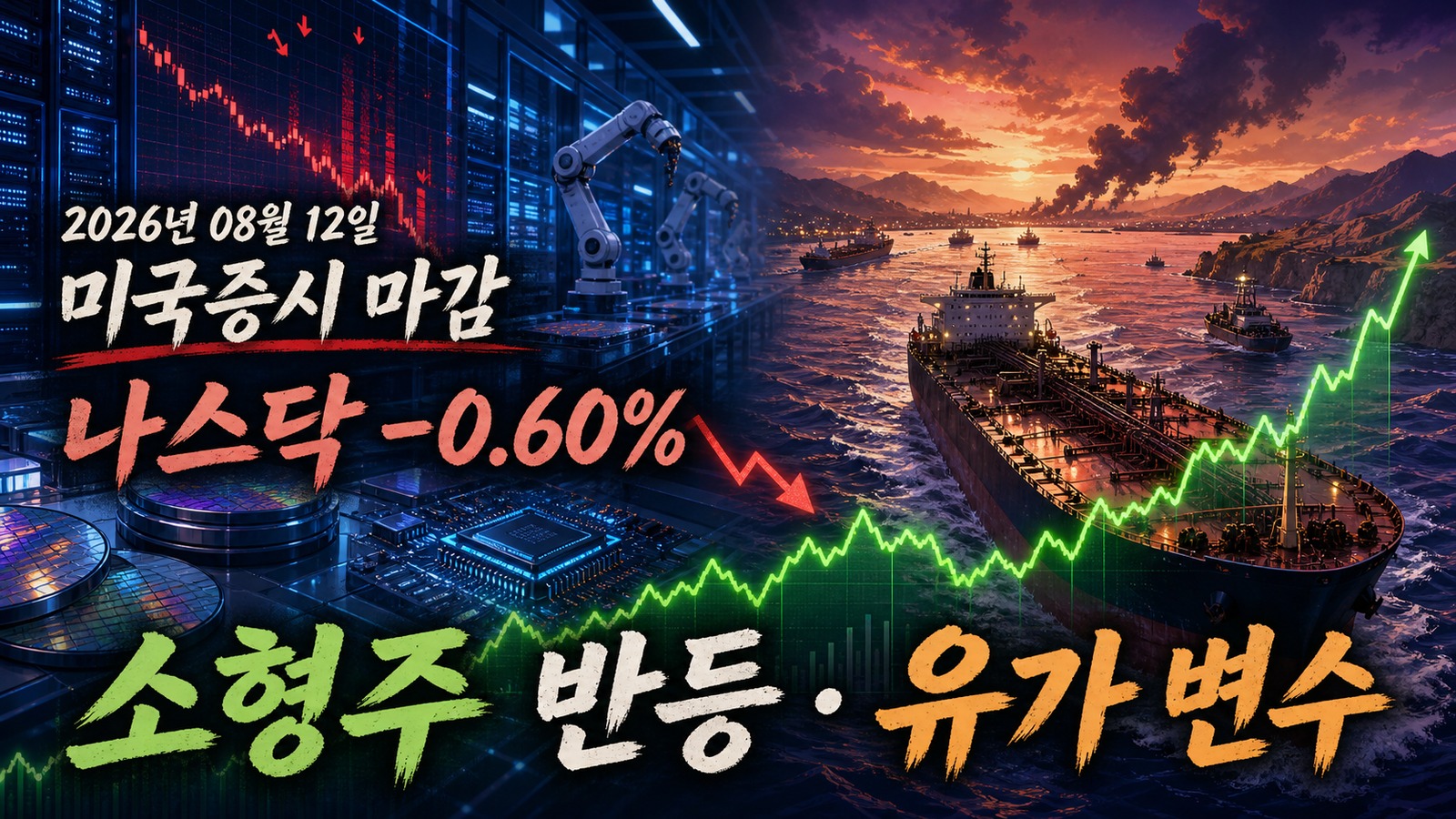 2026년 08월 12일 미국증시 마감, 나스닥 약세와 소형주 반등, 유가 변수
