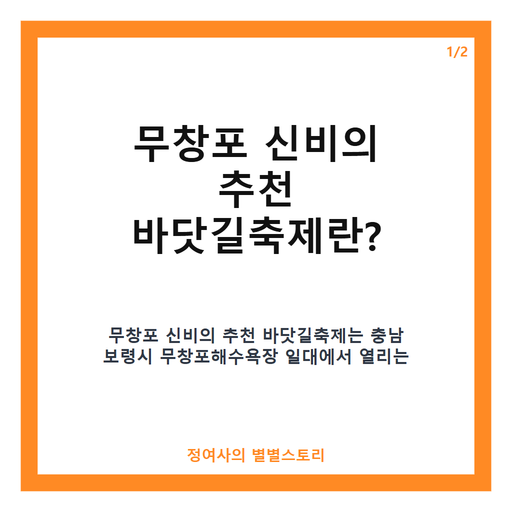 무창포 신비의 추천 바닷길축제 2026, 1000대 드론과 함께하는 해양 문화 체험 가이드 카드뉴스 1